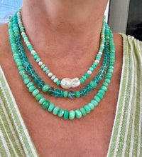 Cargar imagen en el visor de la galería, Tanzanian Opal and Baroque Pearl Necklace