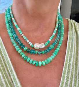 Tanzanian Opal and Baroque Pearl Necklace