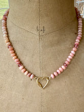 Load image into Gallery viewer, Peruvian pink opal and pink topaz open loop necklace