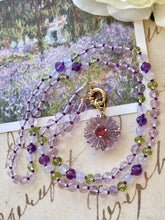 Cargar imagen en el visor de la galería, 14k Amethyst Carved Flower Necklace