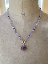 Load image into Gallery viewer, 14k Amethyst Carved Flower Necklace
