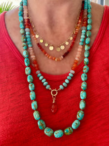 Amazonite, Carnelian, and Peach Moonstone Necklace