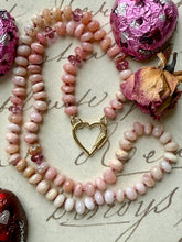 Load image into Gallery viewer, Peruvian pink opal and pink topaz open loop necklace