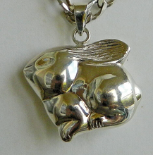 Load image into Gallery viewer, Custom for Alana Sterling Silver Vintage Emelia Bunny Charm and Peacock Pearl Necklace