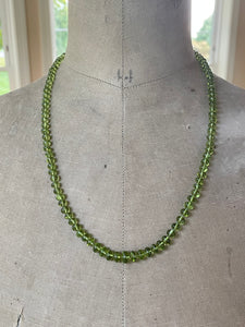 14k Peridot Hand Knotted Silk Necklace