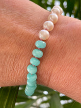 Load image into Gallery viewer, 14k Saltwater Taffy Bracelet Amazonite and Freshwater Pearl