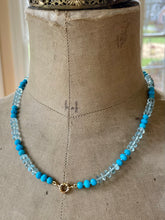 Charger l&#39;image dans la galerie, 14k Blue Topaz and Turquoise Necklace