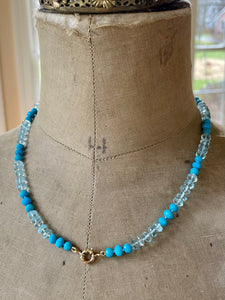 14k Blue Topaz and Turquoise Necklace