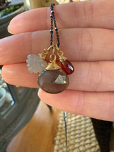 Load image into Gallery viewer, Gray Moonstone Gemstone Charm Necklace