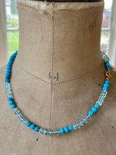Cargar imagen en el visor de la galería, 14k Blue Topaz and Turquoise Necklace