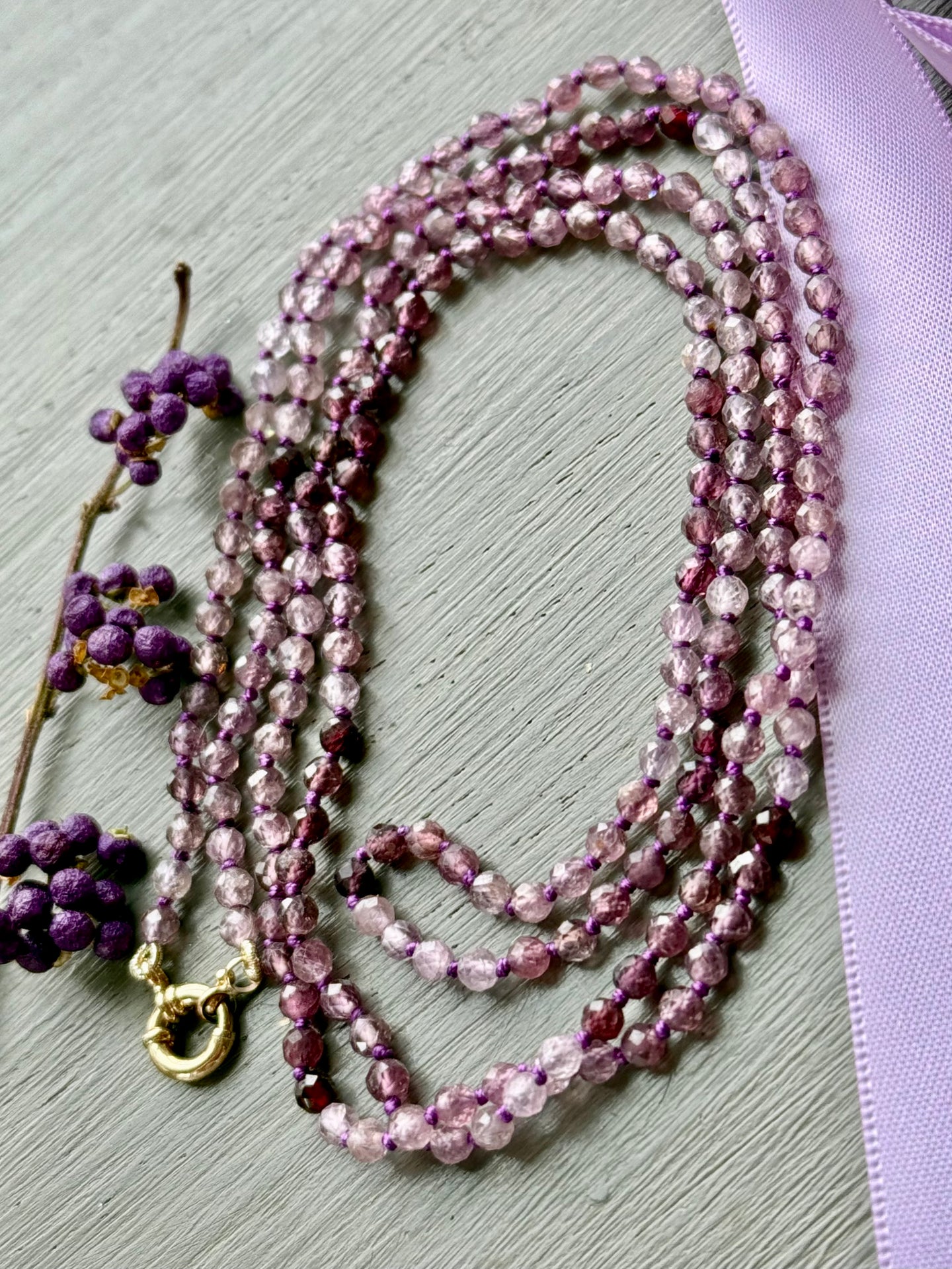 14k Purple Spinel Long Necklace