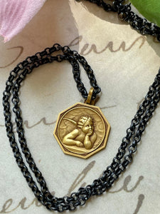 18kt Gold Antique French Cherub Medal