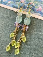 Cargar imagen en el visor de la galería, Aquamarine Tassel Earrings -Monet Series