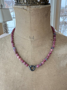 Rustic Pink Tourmaline and Iolite Necklace