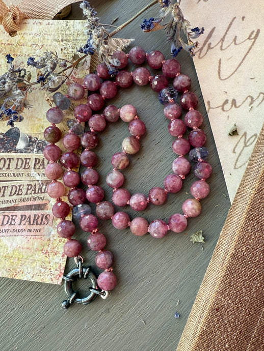 Rustic Pink Tourmaline and Iolite Necklace