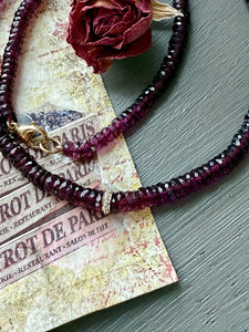 Rhodolite Garnet and Pavé Diamond Necklace