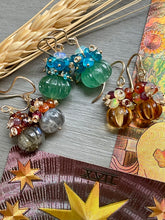 Load image into Gallery viewer, Labradorite Carved Pumpkin Earrings