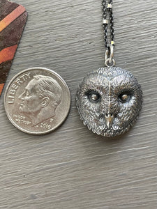 Sterling Silver Barn Owl Charm Necklace