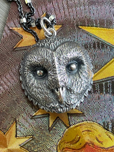 Sterling Silver Barn Owl Charm Necklace