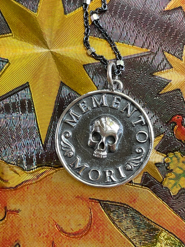 Sterling Silver Memento Mori Skull Necklace