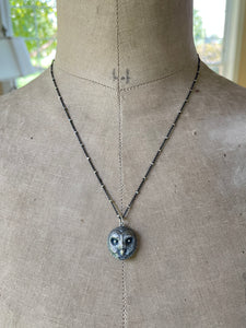 Sterling Silver Barn Owl Charm Necklace