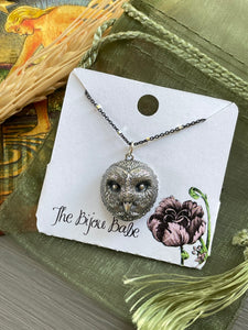 Sterling Silver Barn Owl Charm Necklace