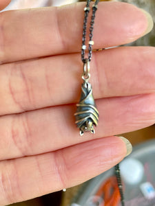 Sterling Silver Sleeping Bat Charm Necklace