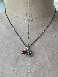 Sterling Silver Spider Charm Necklace