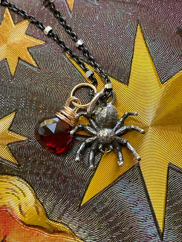 Sterling Silver Spider Charm Necklace