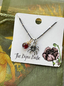 Sterling Silver Spider Charm Necklace