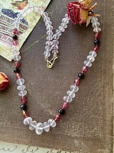 Rose Quartz, Garnet and Pink Topaz Necklace