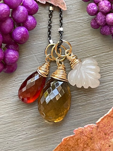 Cognac Quartz Gemstone Charm Necklace