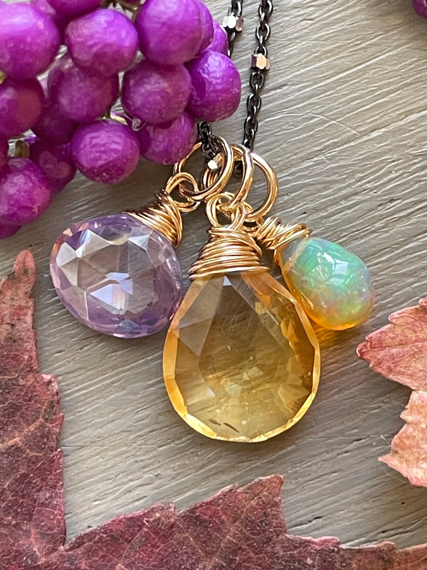 Citrine Gemstone Charm Necklace