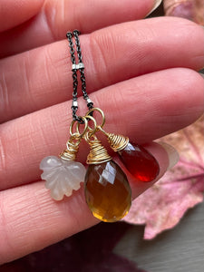 Cognac Quartz Gemstone Charm Necklace