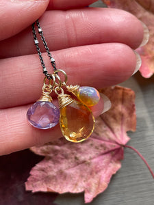 Citrine Gemstone Charm Necklace