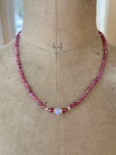 Pink Tourmaline and Pavé Diamond Necklace