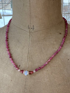 Pink Tourmaline and Pavé Diamond Necklace