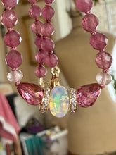 Load image into Gallery viewer, Pink Tourmaline and Pavé Diamond Necklace