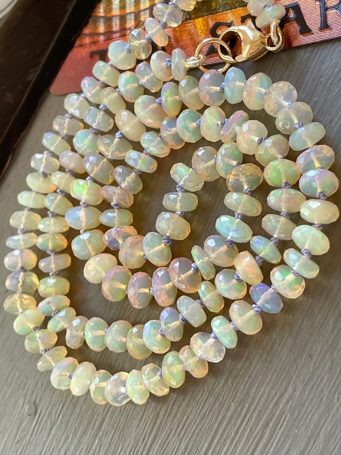 14k Gold Faceted Ethiopian Opal Necklace