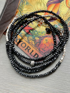 Black Spinel Necklace OR Wrap Bracelet