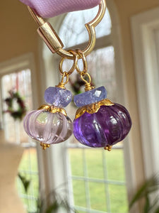 18k Carved Amethyst Pumpkin Charms