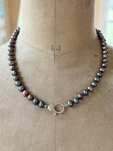 Sterling Silver Peacock Pearl Necklace