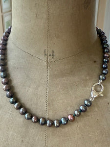 Sterling Silver Peacock Pearl Necklace