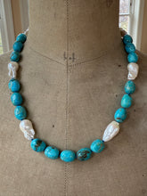 Load image into Gallery viewer, Kingman Turquoise and Baroque Pearl Necklace