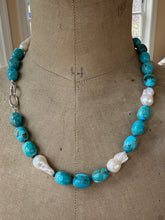 Load image into Gallery viewer, Kingman Turquoise and Baroque Pearl Necklace