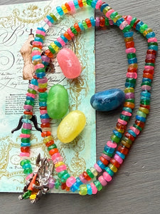 Rainbow Ethiopian Opal Jellybean Necklace