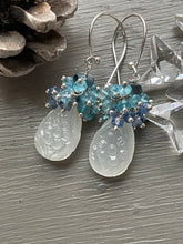 Load image into Gallery viewer, Carved White Moonstone Cluster Earrings