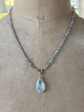 Load image into Gallery viewer, 14k Carved Blue Topaz Pendant