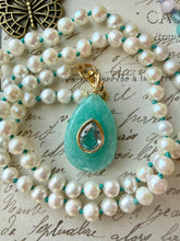 Load image into Gallery viewer, Amazonite Pear Pendant with Blue Topaz Bezel Pendant Necklace