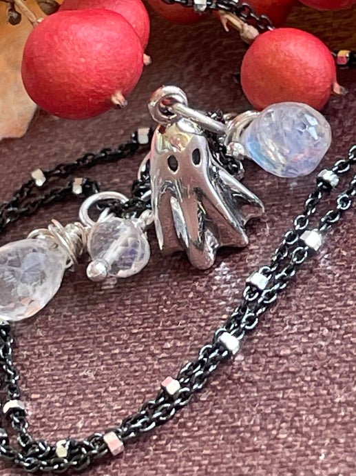 Sterling Silver Friendly Ghost Charm Necklace